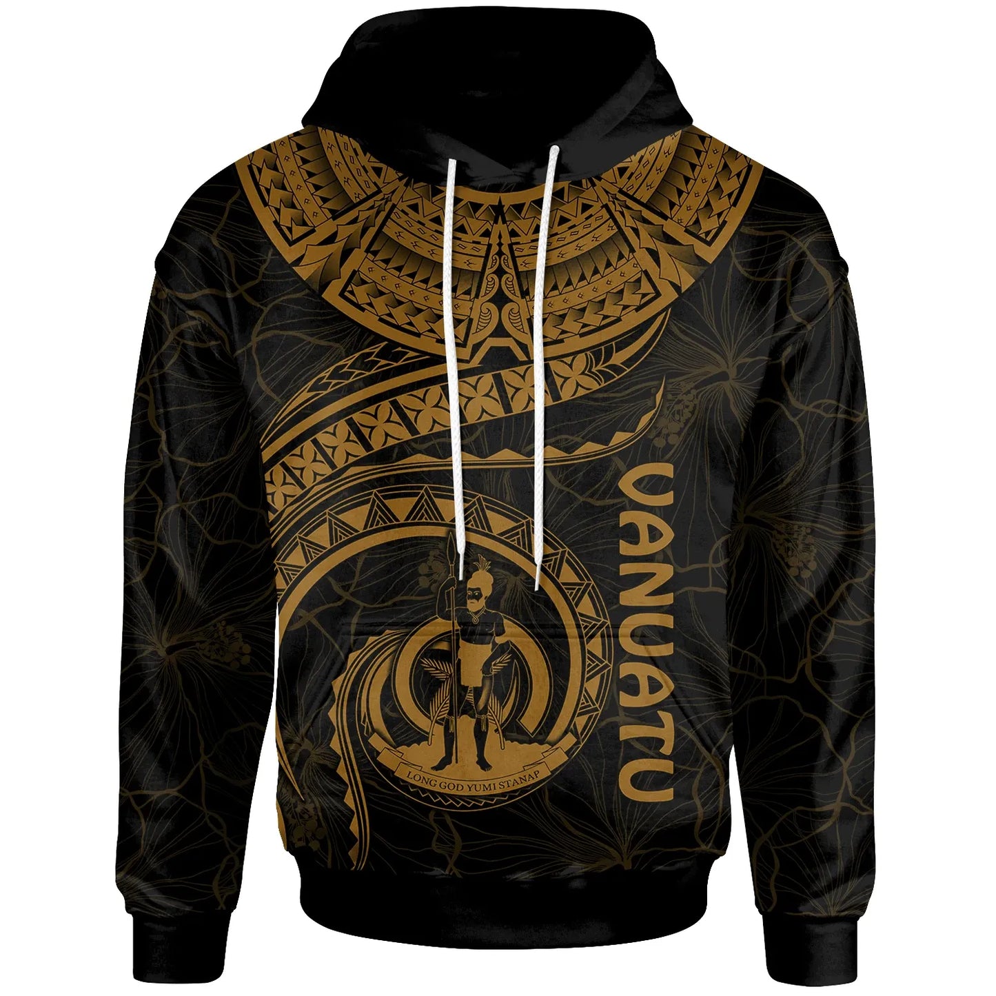 Vanuatu Polynesian Hoodie - Vanuatu Waves (Golden)