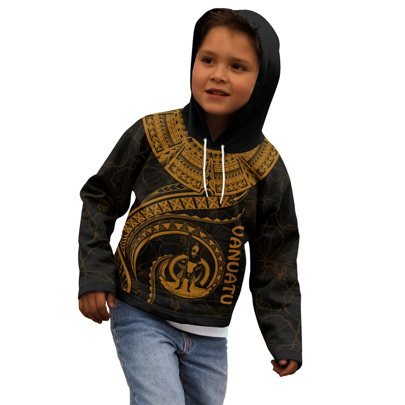 Vanuatu Polynesian Hoodie - Vanuatu Waves (Golden)