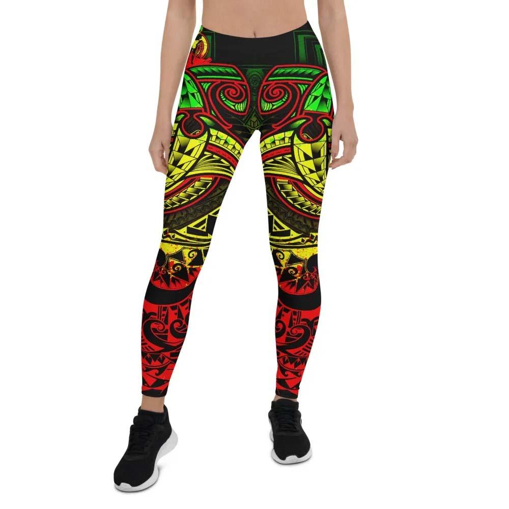 Vanuatu Polynesian Legging  - Reggae Shark Polynesian Tattoo