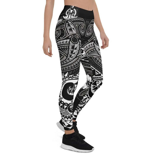 Vanuatu Polynesian Legging -White Shark Polynesian Tattoo