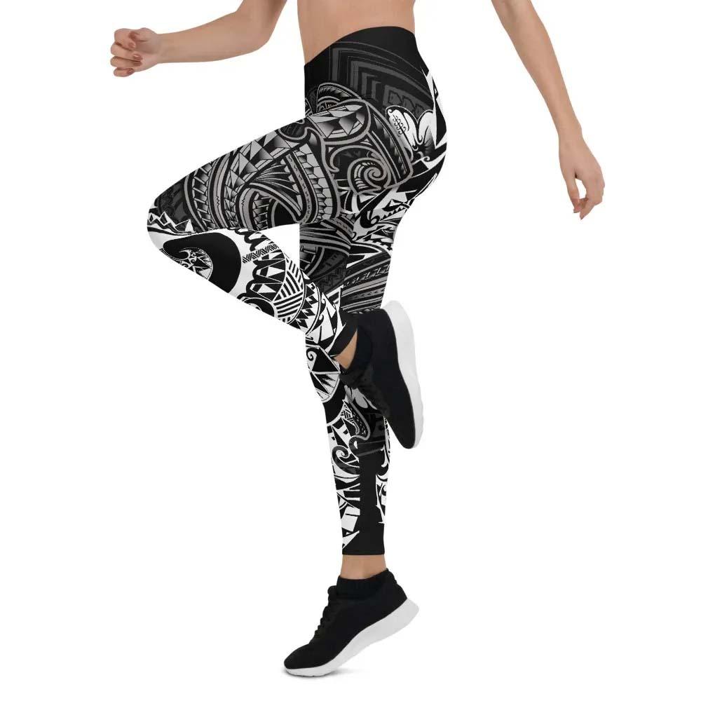 Vanuatu Polynesian Legging -White Shark Polynesian Tattoo