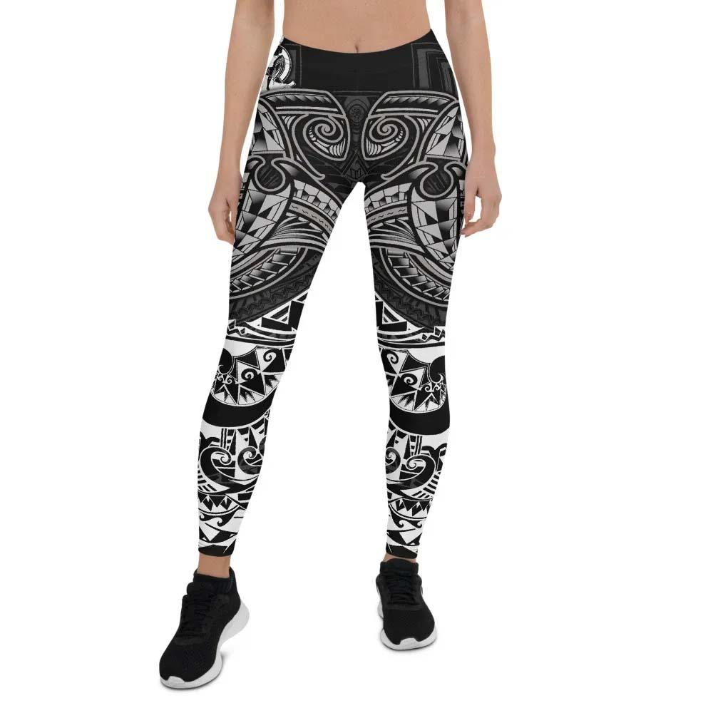 Vanuatu Polynesian Legging -White Shark Polynesian Tattoo