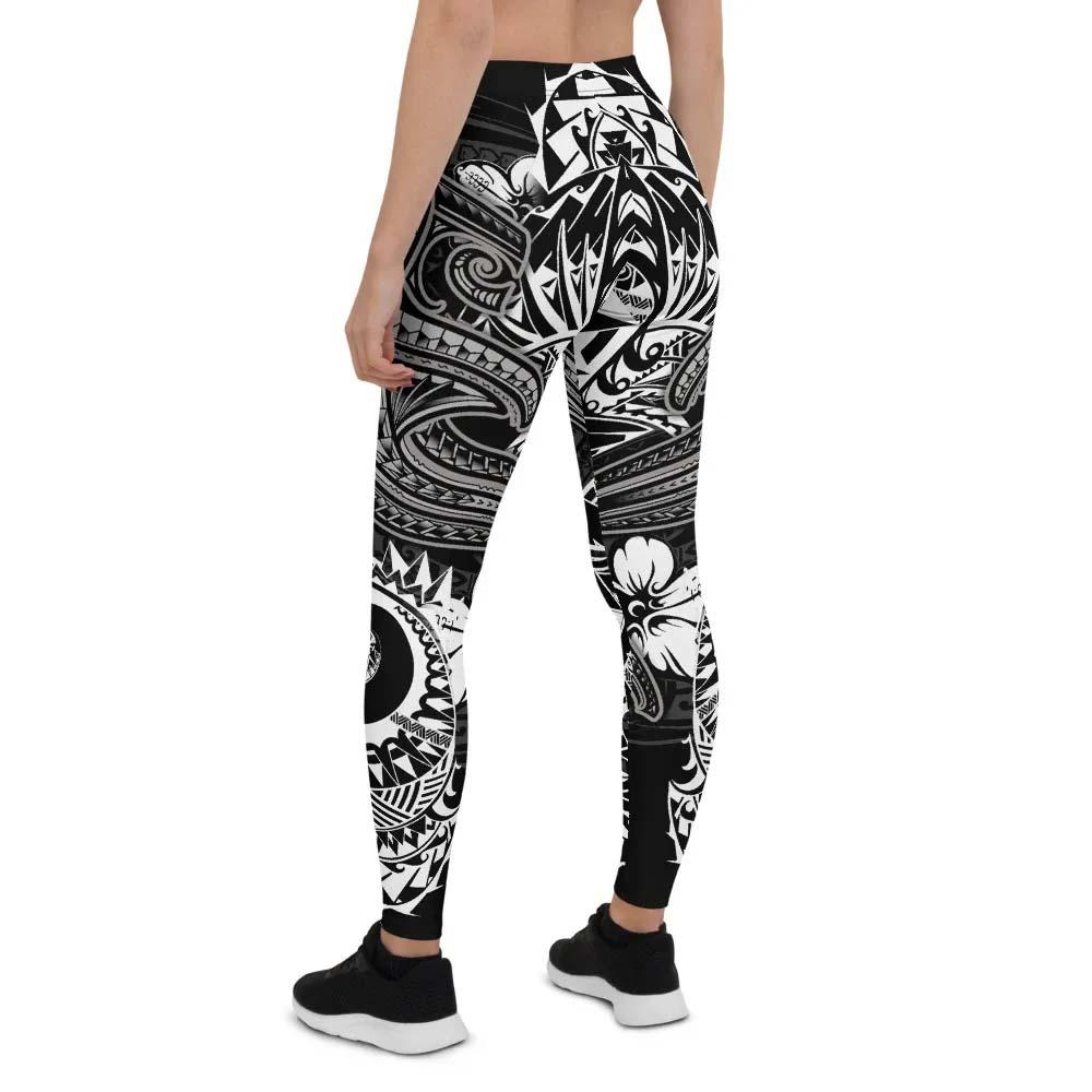 Vanuatu Polynesian Legging -White Shark Polynesian Tattoo