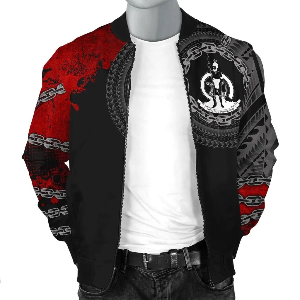 Vanuatu Polynesian Bomber Jacket - Polynesian Chain Style