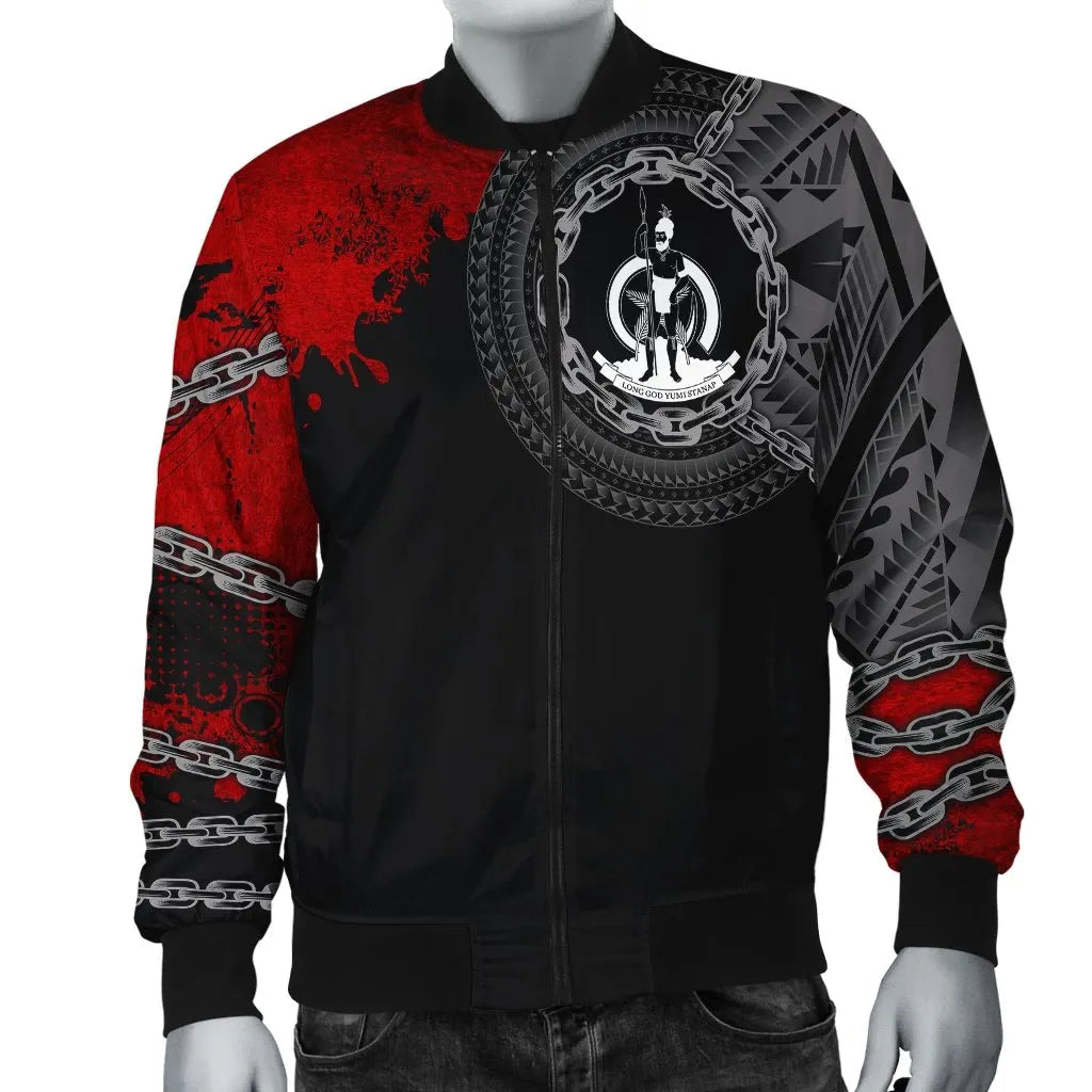 Vanuatu Polynesian Bomber Jacket - Polynesian Chain Style