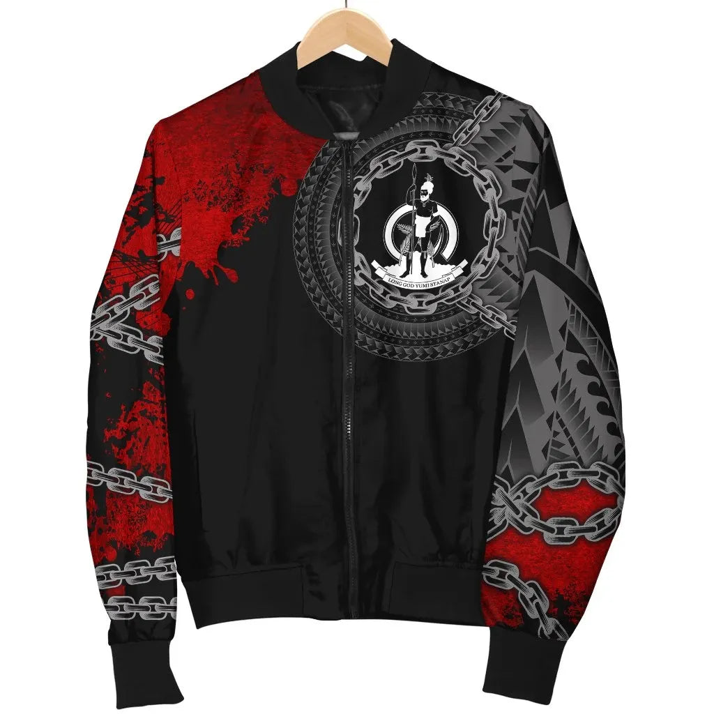 Vanuatu Polynesian Bomber Jacket - Polynesian Chain Style