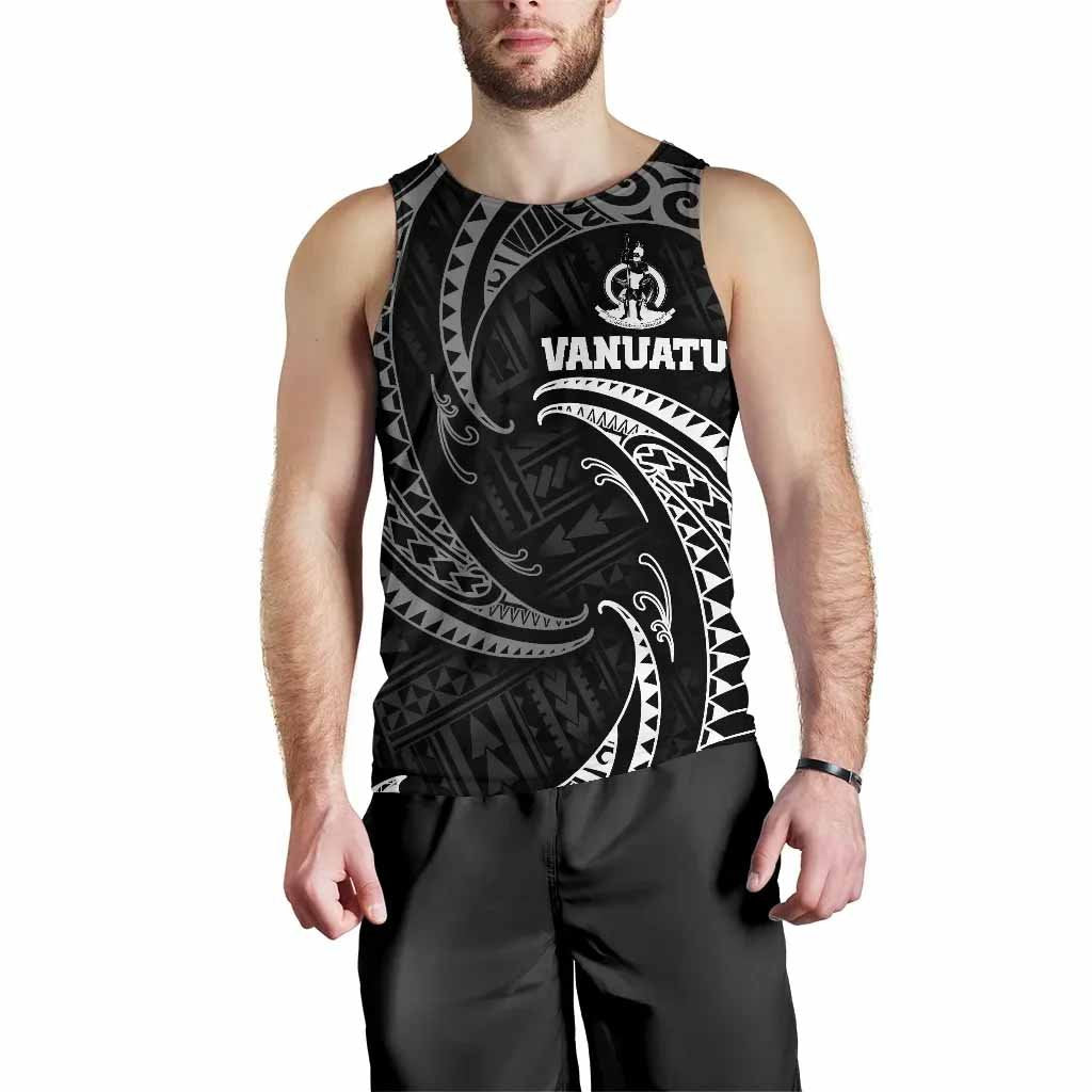 Vanuatu Polynesian Men Tank Top - White Tribal Wave