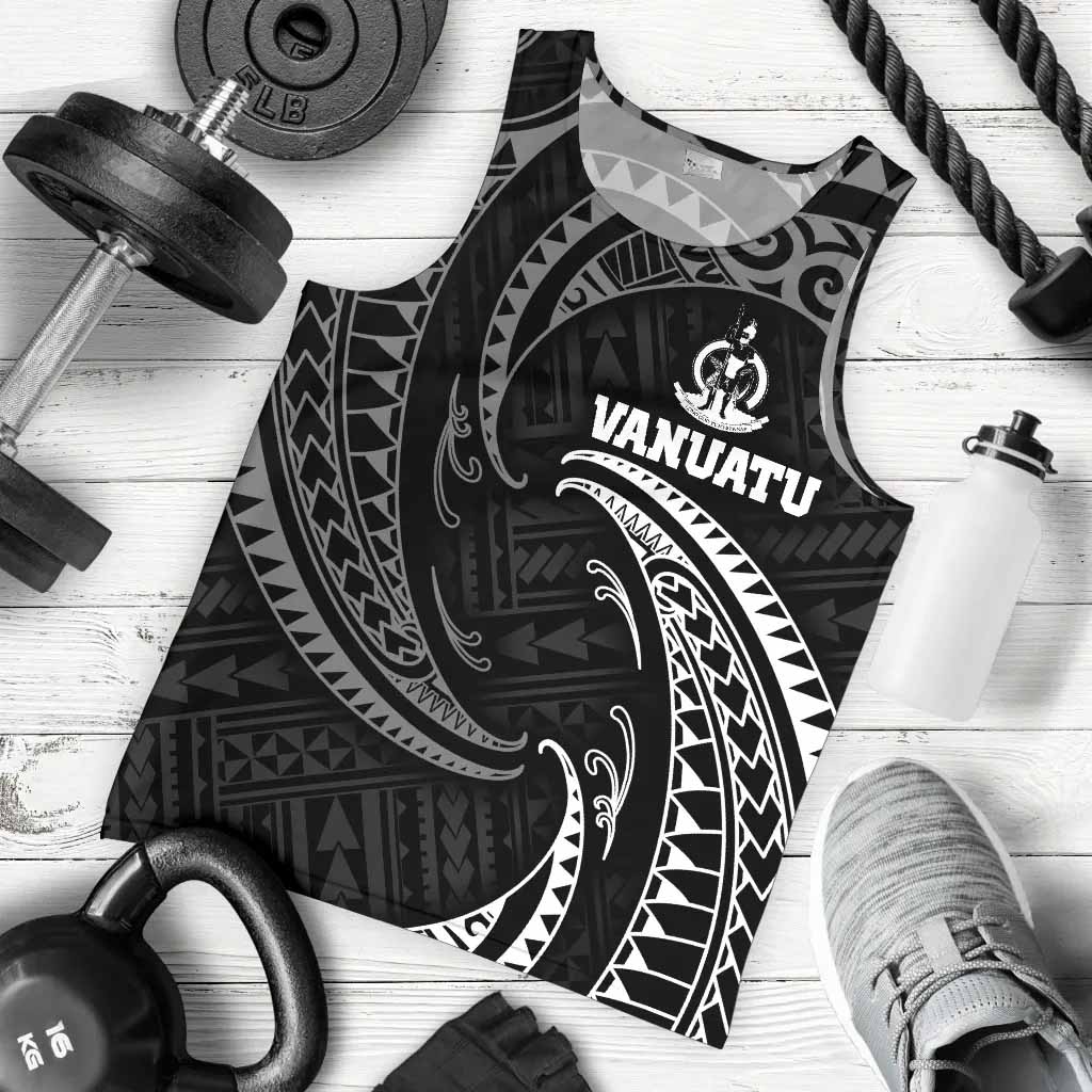 Vanuatu Polynesian Men Tank Top - White Tribal Wave
