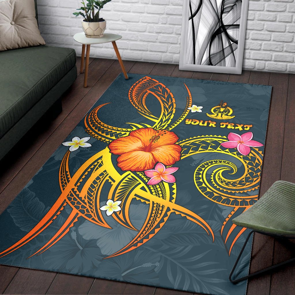 Vanuatu Polynesian Personalised Area Rug - Legend of Vanuatu (Blue)