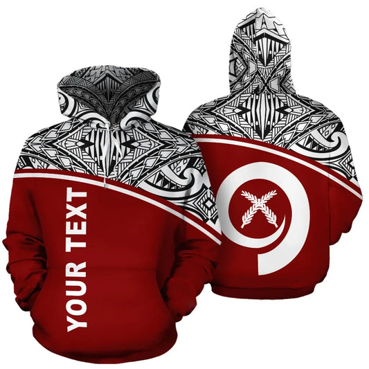 Vanuatu Polynesian Personalised Custom Hoodie - Red Curve