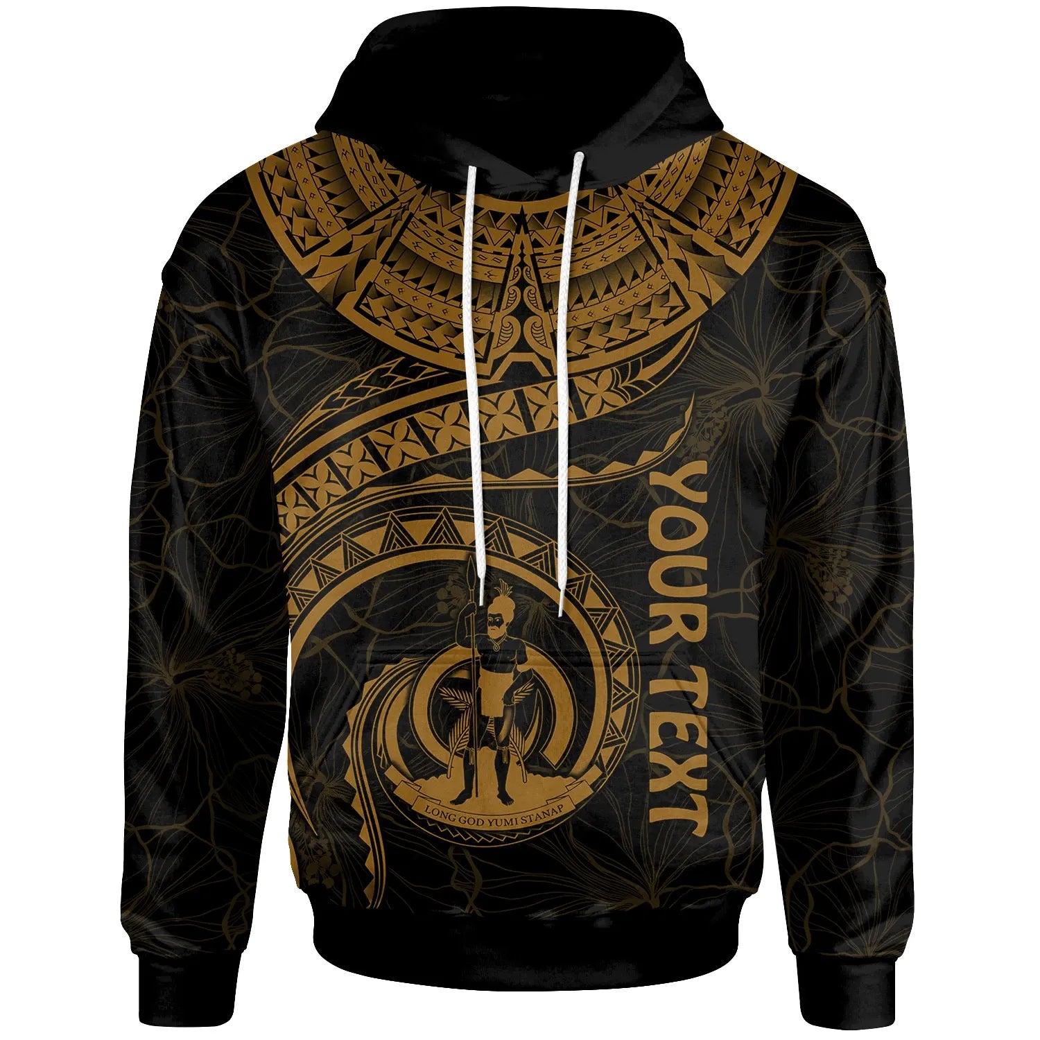 Vanuatu Polynesian Personalised Hoodie - Vanuatu Waves (Golden)