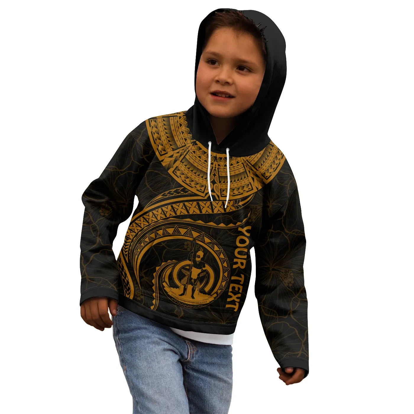 Vanuatu Polynesian Personalised Hoodie - Vanuatu Waves (Golden)