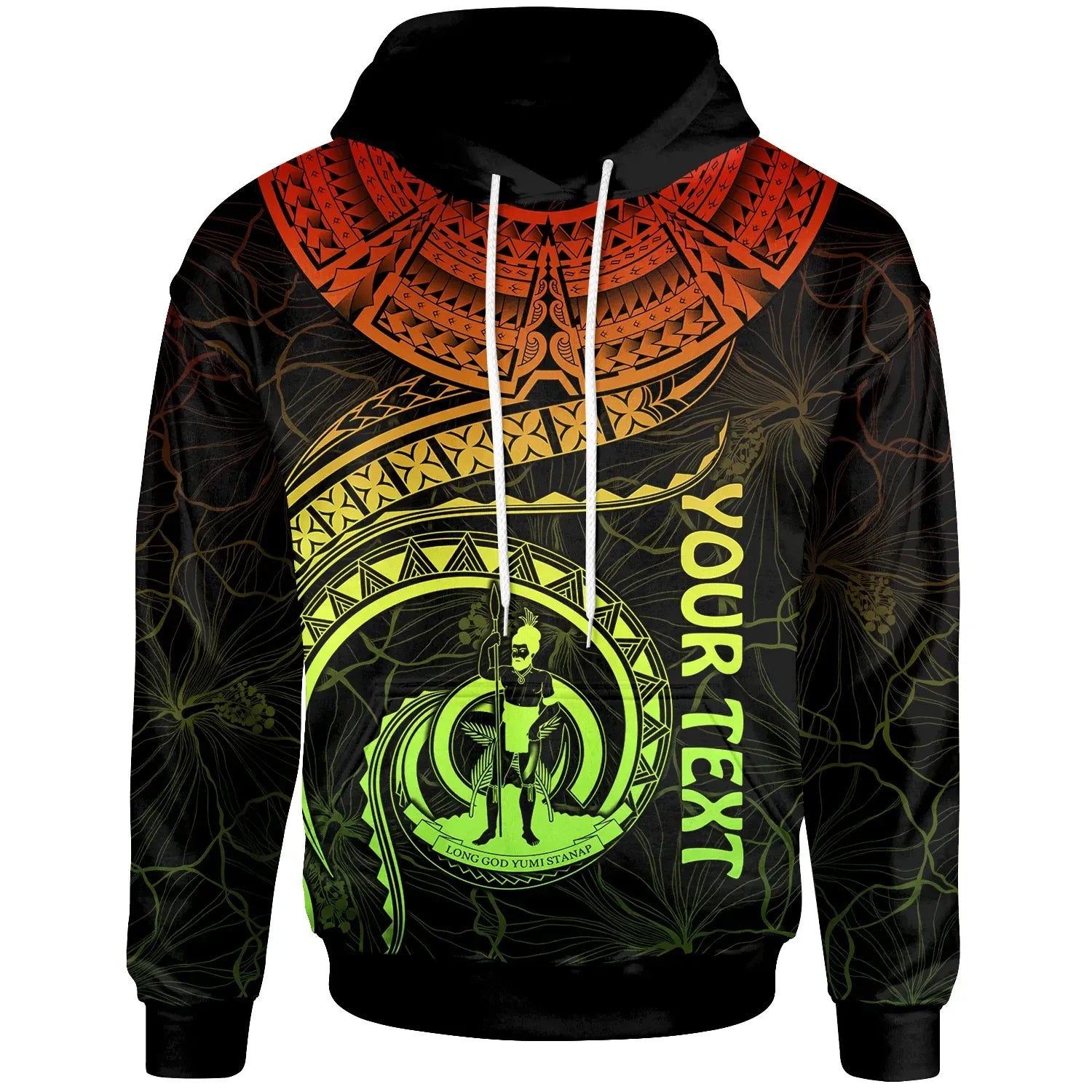 Vanuatu Polynesian Personalised Hoodie - Vanuatu Waves (Reggae)