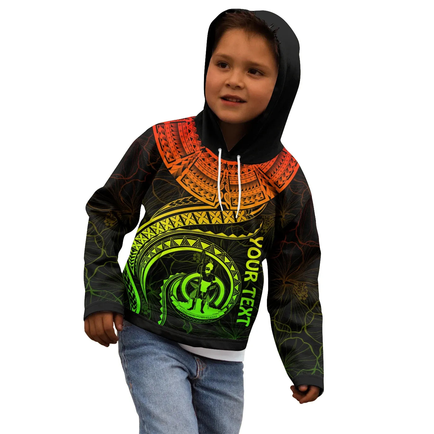 Vanuatu Polynesian Personalised Hoodie - Vanuatu Waves (Reggae)