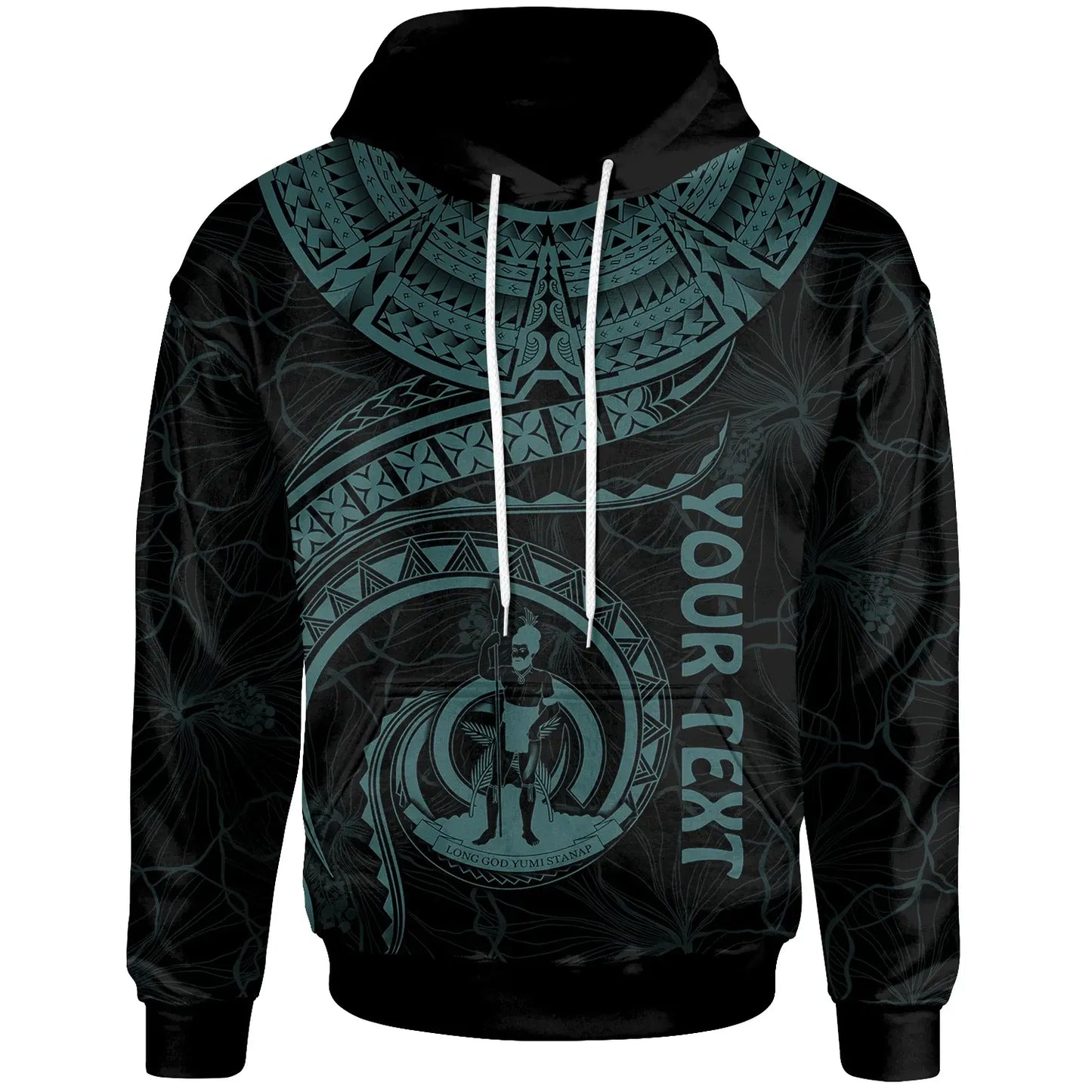 Vanuatu Polynesian Personalised Hoodie - Vanuatu Waves (Turquoise)