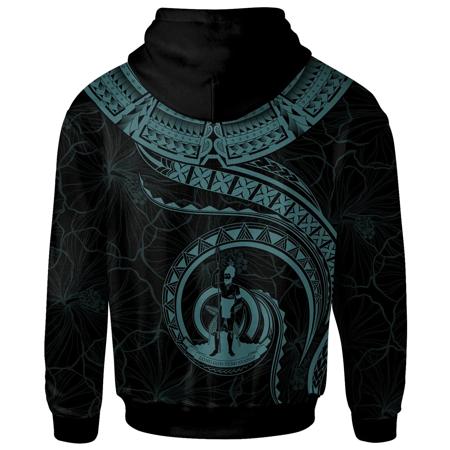 Vanuatu Polynesian Personalised Hoodie - Vanuatu Waves (Turquoise)