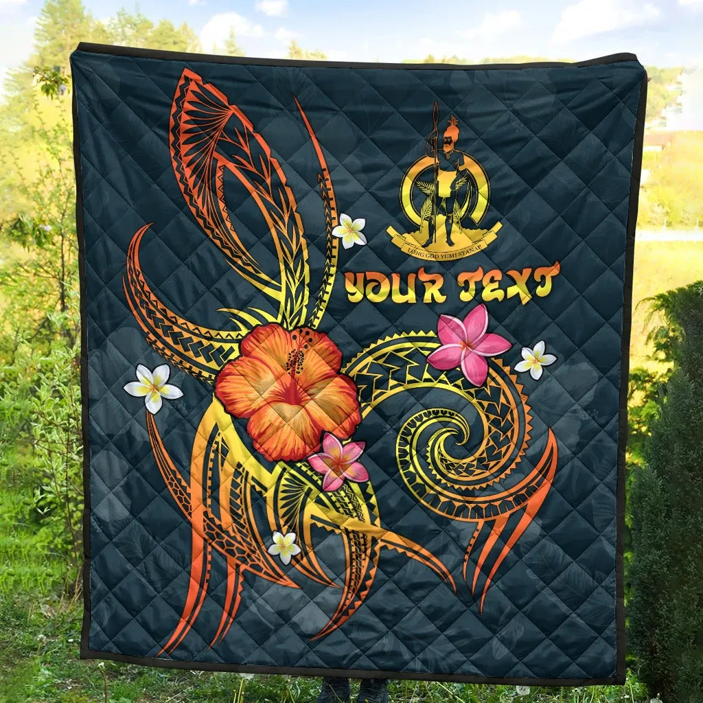 Vanuatu Polynesian Personalised Premium Quilt - Legend of Vanuatu (Blue)