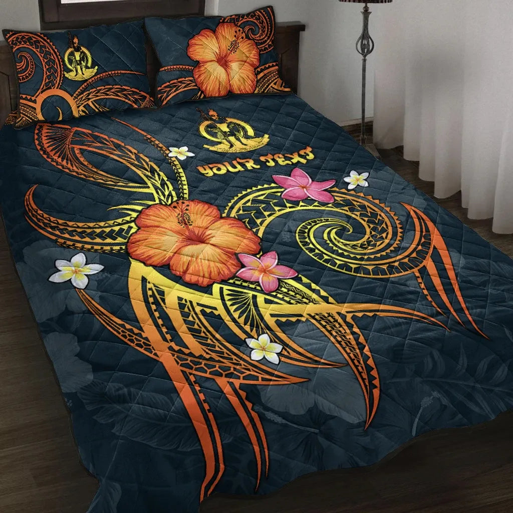 Vanuatu Polynesian Personalised Quilt Bed Set - Legend of Vanuatu (Blue)