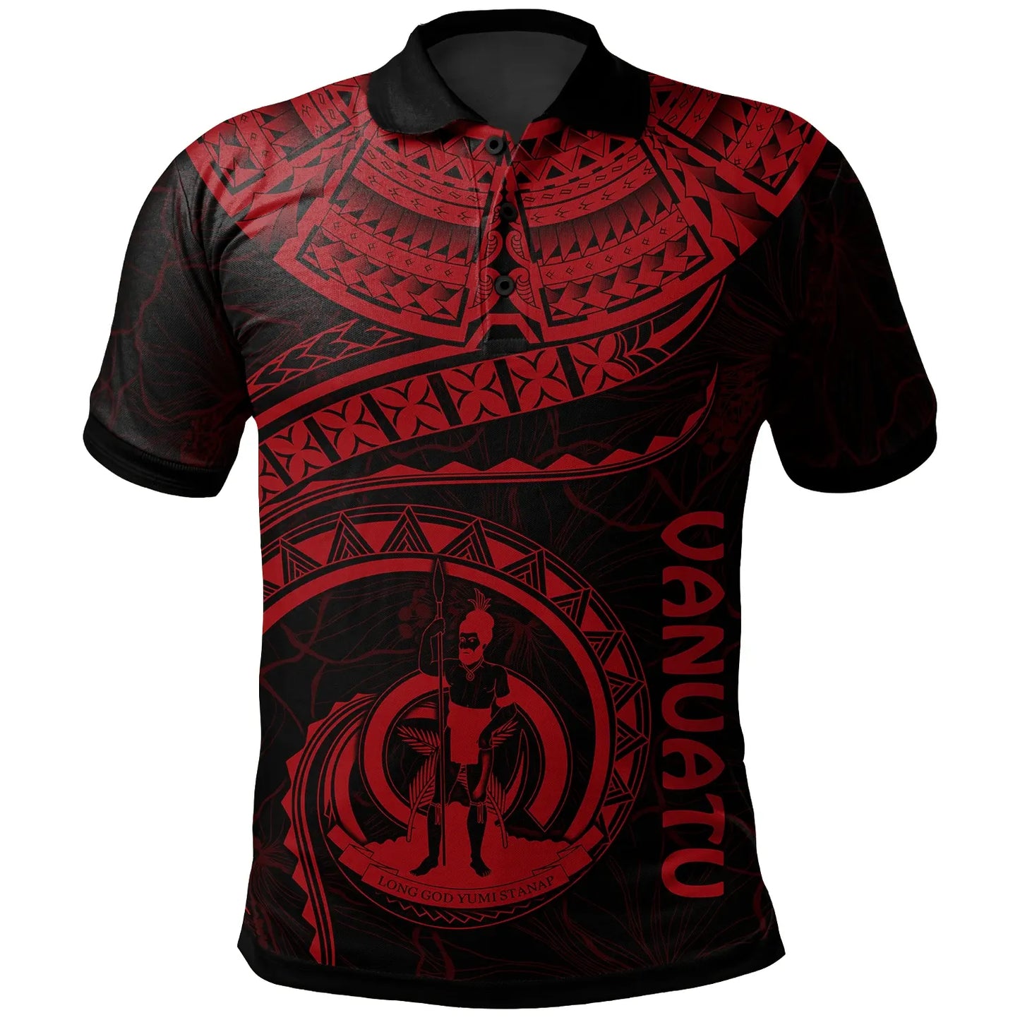 Vanuatu Polynesian Polo Shirt - Vanuatu Waves (Red)