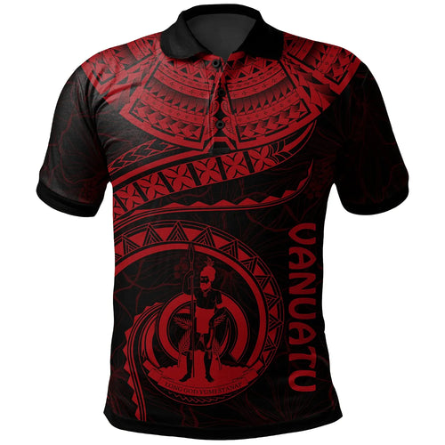 Vanuatu Polynesian Polo Shirt - Vanuatu Waves (Red)