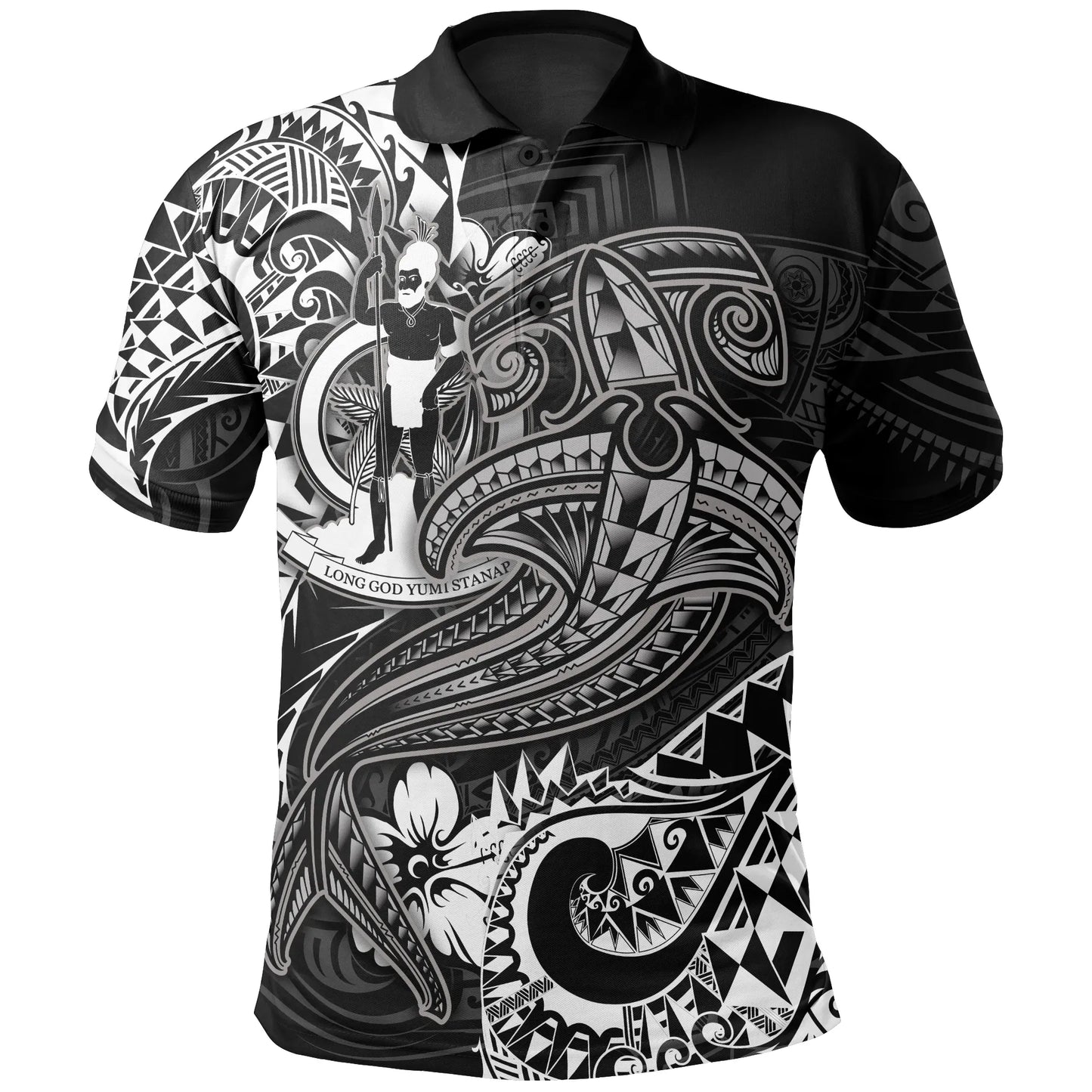 Vanuatu Polynesian Polo Shirt  -White Shark Polynesian Tattoo