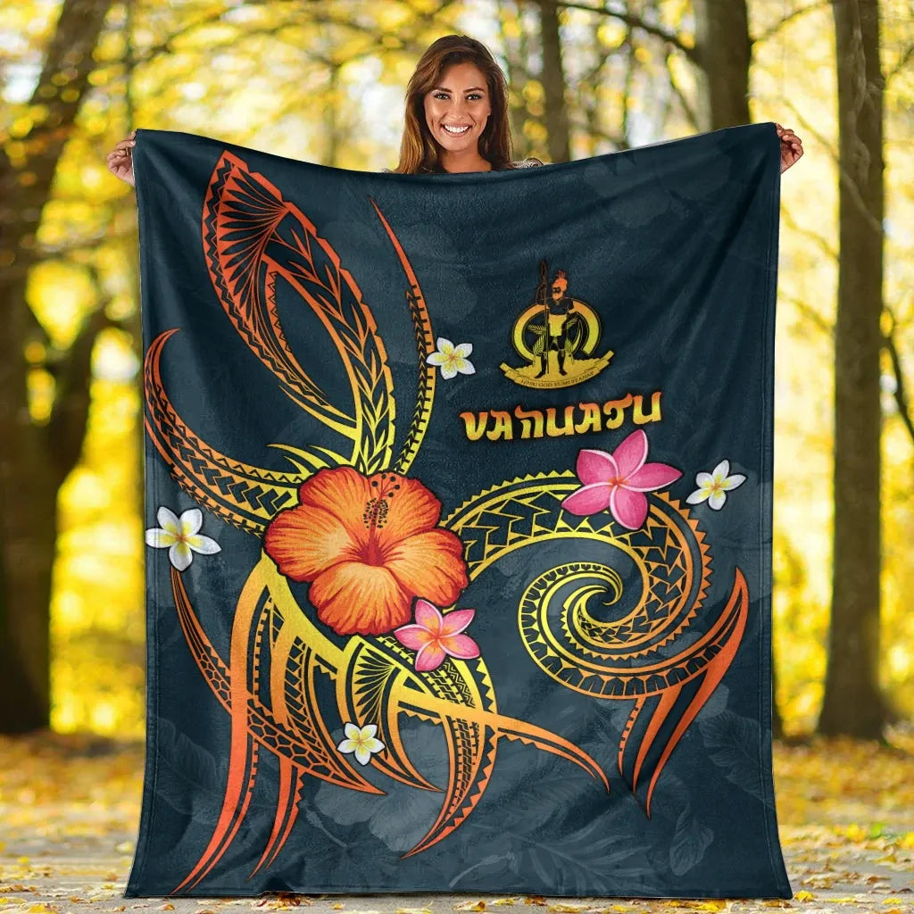 Vanuatu Polynesian Premium Blanket - Legend of Vanuatu (Blue)