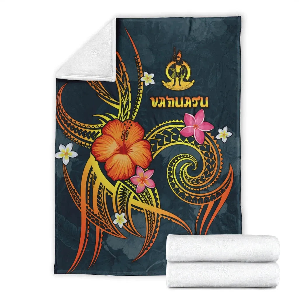 Vanuatu Polynesian Premium Blanket - Legend of Vanuatu (Blue)