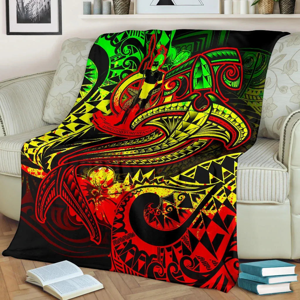 Vanuatu Polynesian Premium Blanket  - Reggae Shark Polynesian Tattoo
