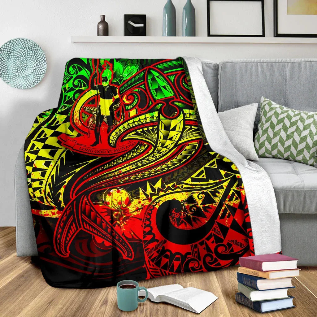 Vanuatu Polynesian Premium Blanket  - Reggae Shark Polynesian Tattoo