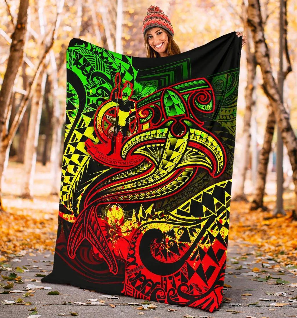 Vanuatu Polynesian Premium Blanket  - Reggae Shark Polynesian Tattoo