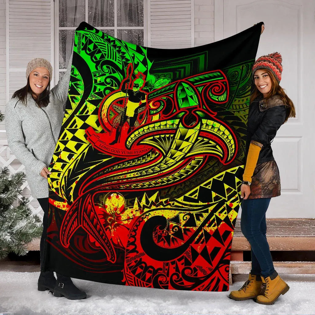 Vanuatu Polynesian Premium Blanket  - Reggae Shark Polynesian Tattoo
