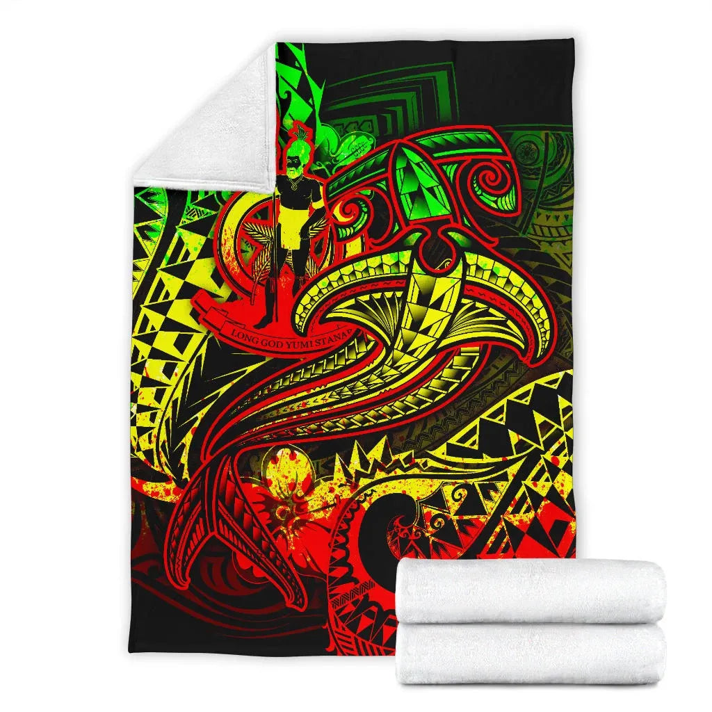 Vanuatu Polynesian Premium Blanket  - Reggae Shark Polynesian Tattoo