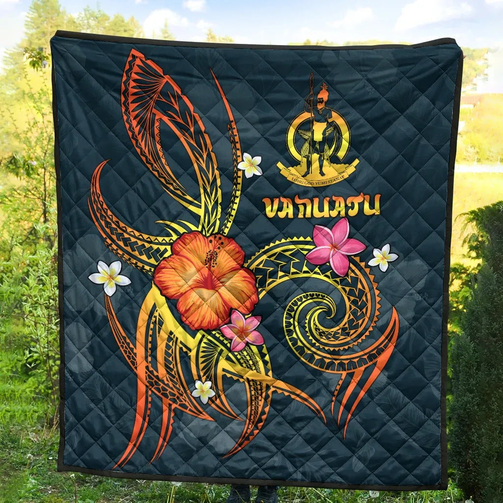 Vanuatu Polynesian Premium Quilt - Legend of Vanuatu (Blue)