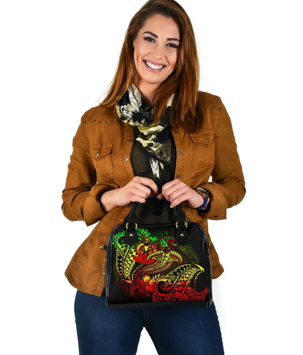 Vanuatu Polynesian Shoulder Handbag - Reggae Shark Polynesian Tattoo