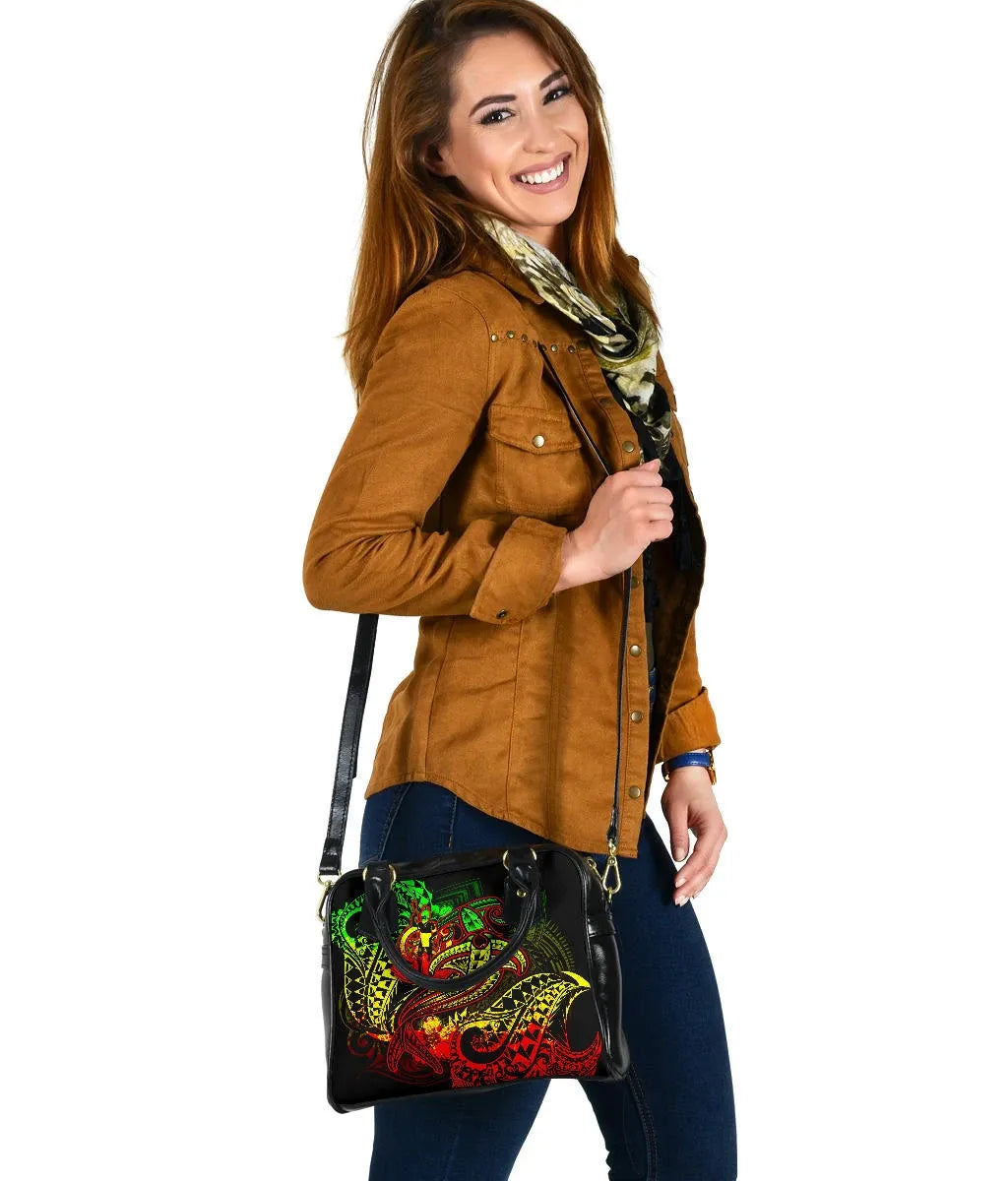 Vanuatu Polynesian Shoulder Handbag - Reggae Shark Polynesian Tattoo