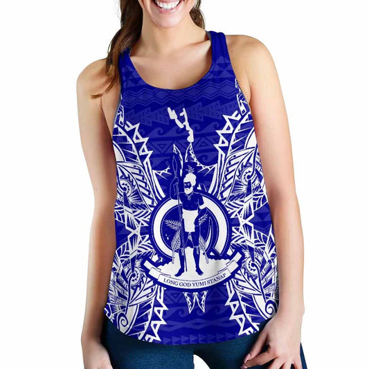 Vanuatu Polynesian Women Tank Top Map Blue