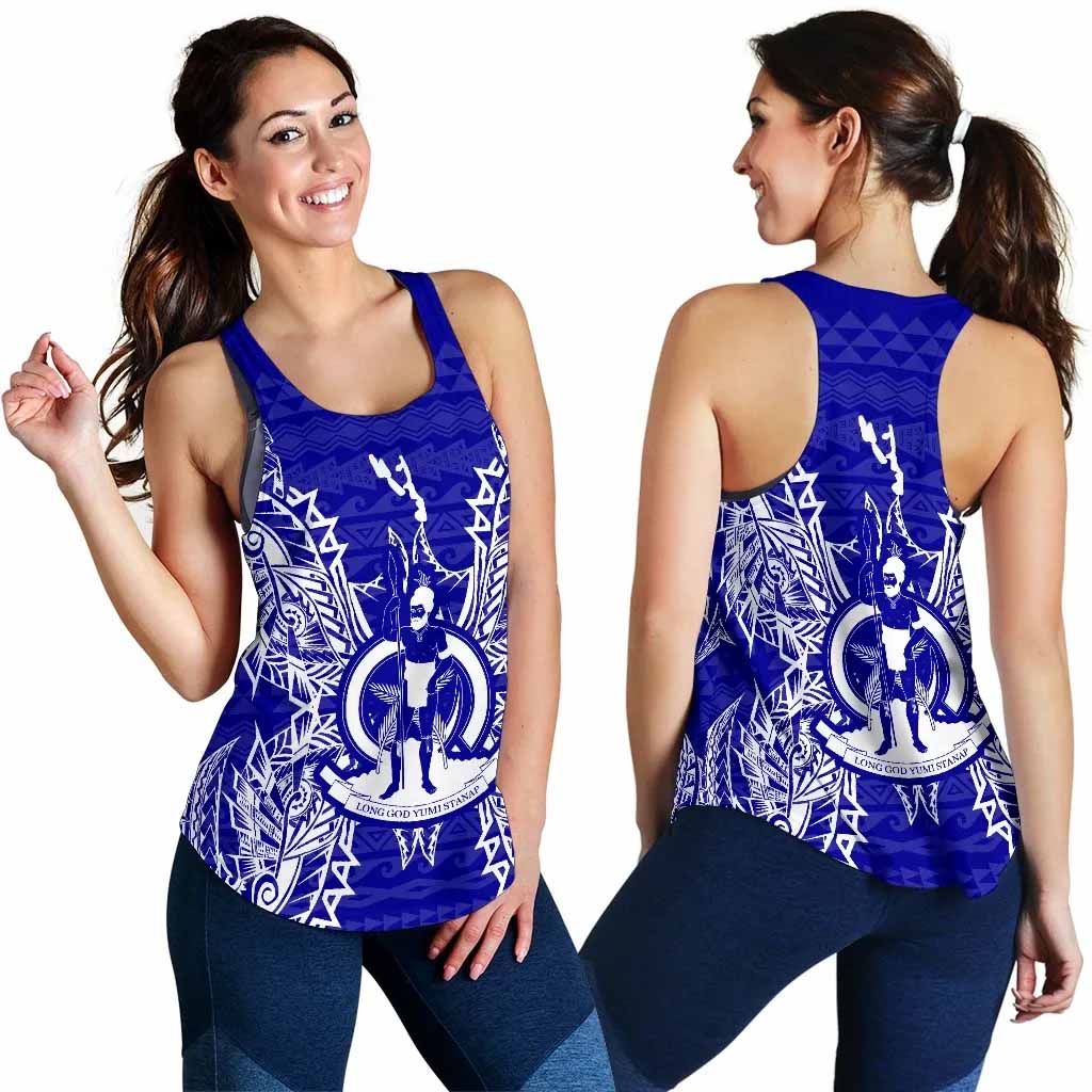 Vanuatu Polynesian Women Tank Top Map Blue