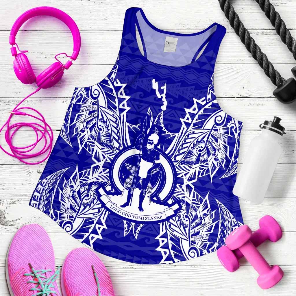 Vanuatu Polynesian Women Tank Top Map Blue
