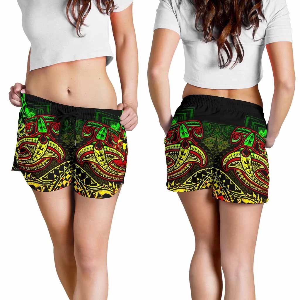 Vanuatu Polynesian Women Shorts - Reggae Shark Polynesian Tattoo