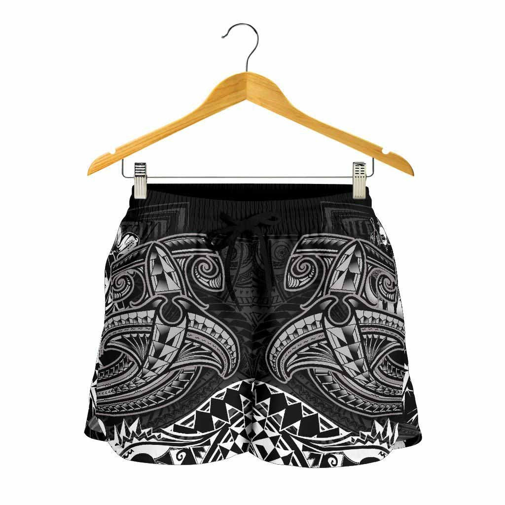 Vanuatu Polynesian Women Shorts -White Shark Polynesian Tattoo
