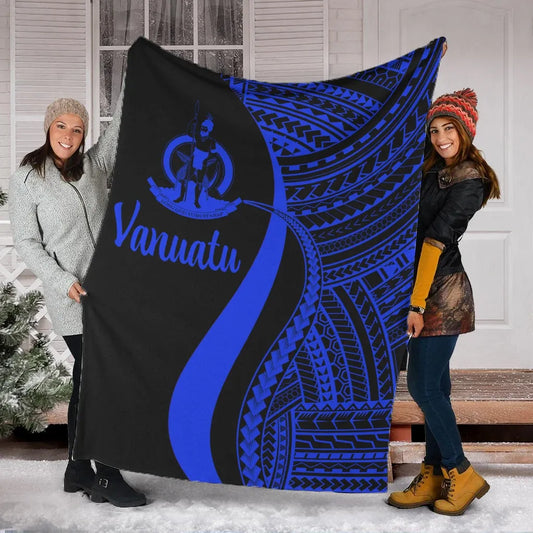 Vanuatu Premium Blanket - Blue Polynesian Tentacle Tribal Pattern