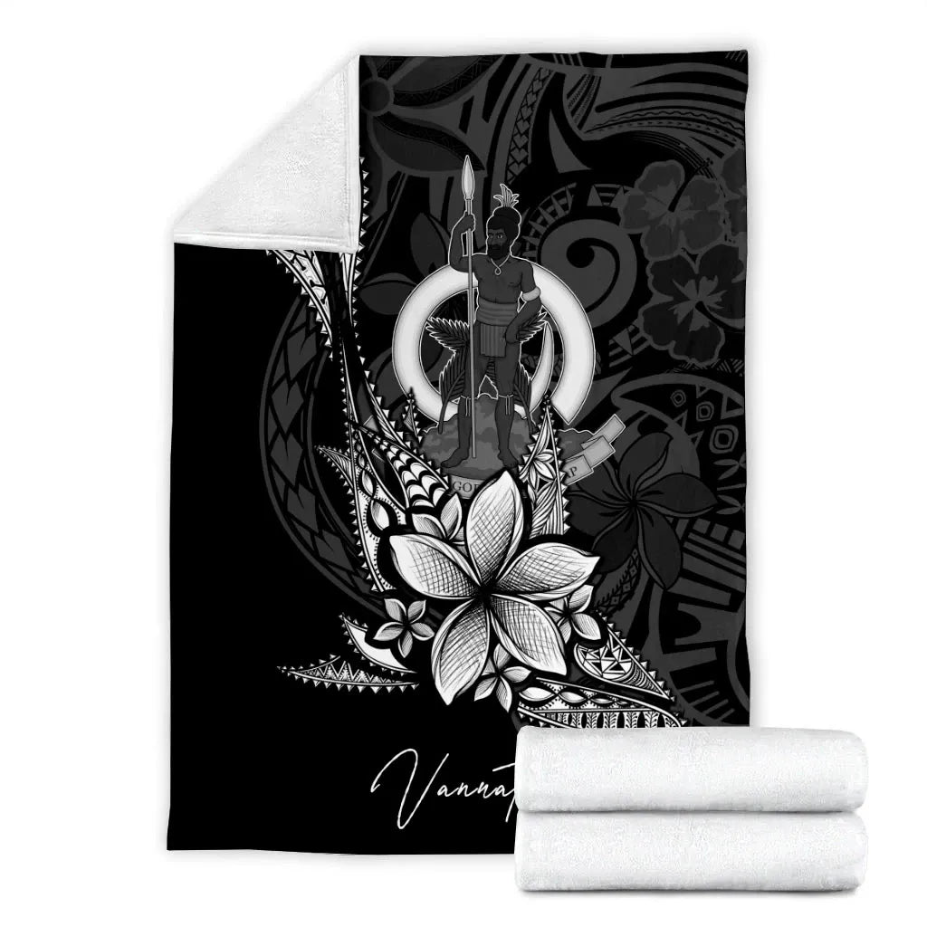 Vanuatu Premium Blanket - Fish With Plumeria Flowers Style