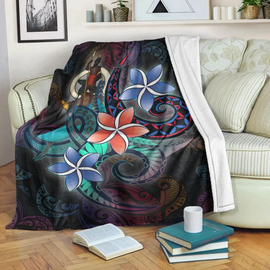 Vanuatu Premium Blanket - Plumeria Flowers Style