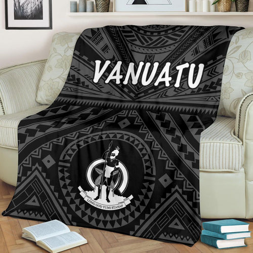 Vanuatu Premium Blanket - Vanuatu Seal With Polynesian Tattoo Style