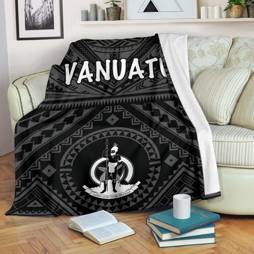 Vanuatu Premium Blanket - Vanuatu Seal With Polynesian Tattoo Style
