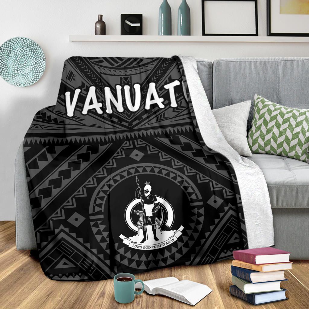 Vanuatu Premium Blanket - Vanuatu Seal With Polynesian Tattoo Style