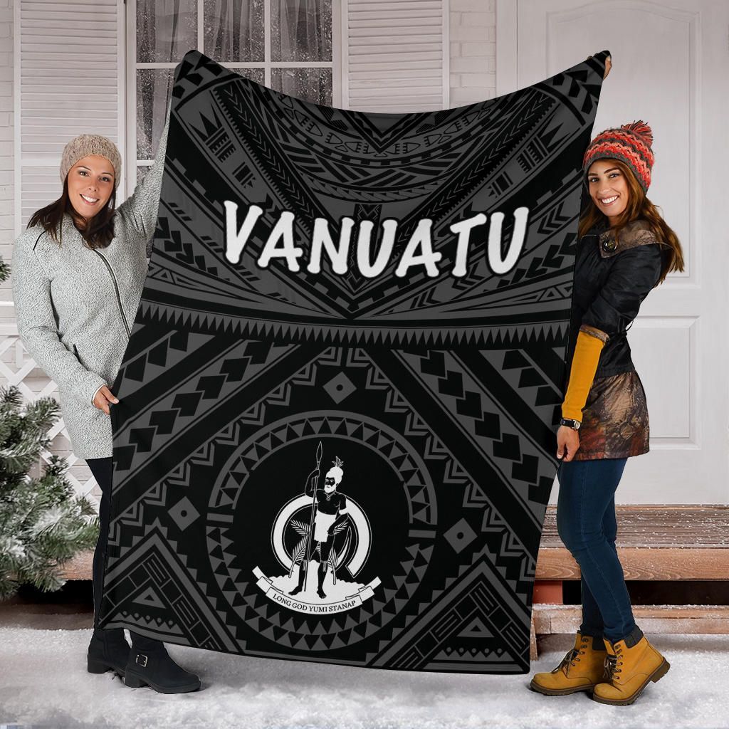 Vanuatu Premium Blanket - Vanuatu Seal With Polynesian Tattoo Style