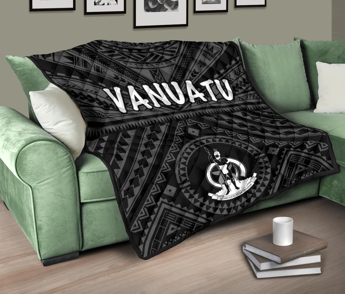 Vanuatu Premium Quilt - Vanuatu Seal With Polynesian Tattoo Style