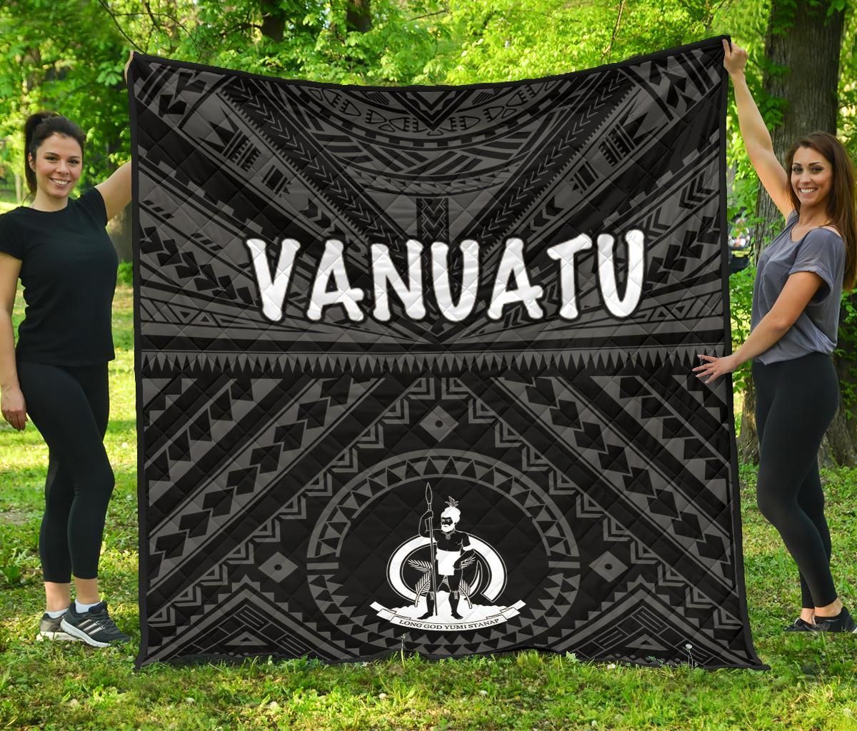 Vanuatu Premium Quilt - Vanuatu Seal With Polynesian Tattoo Style