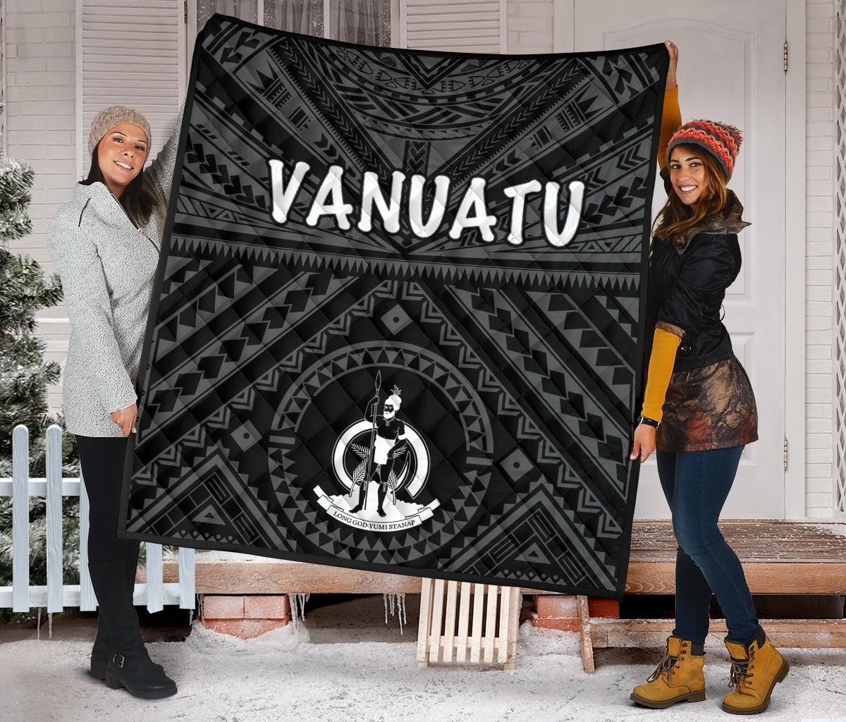 Vanuatu Premium Quilt - Vanuatu Seal With Polynesian Tattoo Style